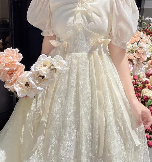 Kawaii Lolita Style Puff Sleeves Princess Dress