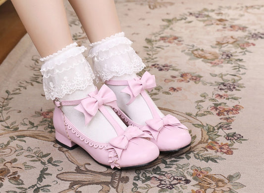 Pink Bow Lolita Shoes