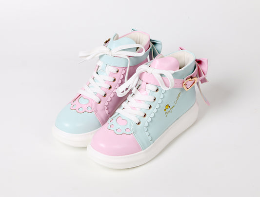 Japanese Pink Cute Long-Eared Rabbit High-Top Shoes