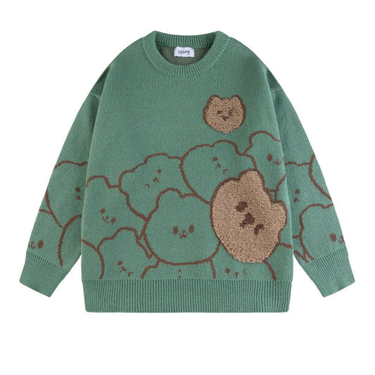 Japanese Retro Lazy Wind Bear Pullover Sweater