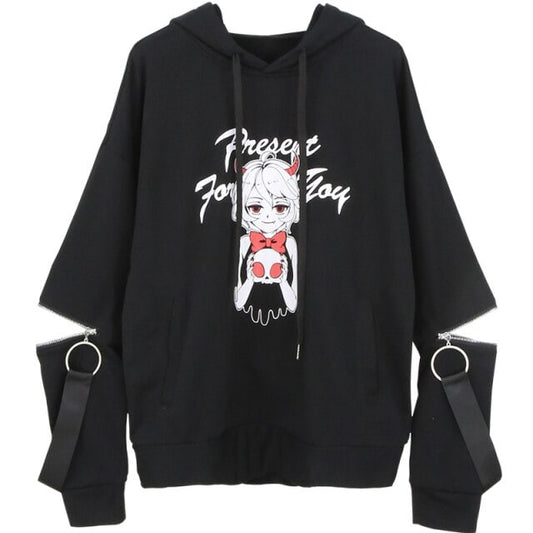 Little Devil Zipper Sleeve Hoodie