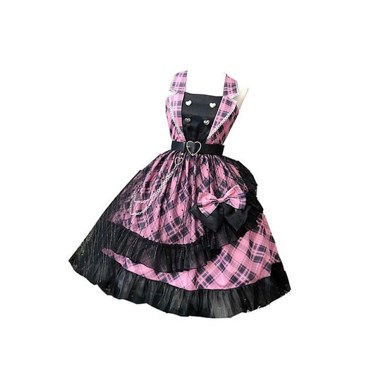 Kawaii Pink Plaid Lolita JSK Dress