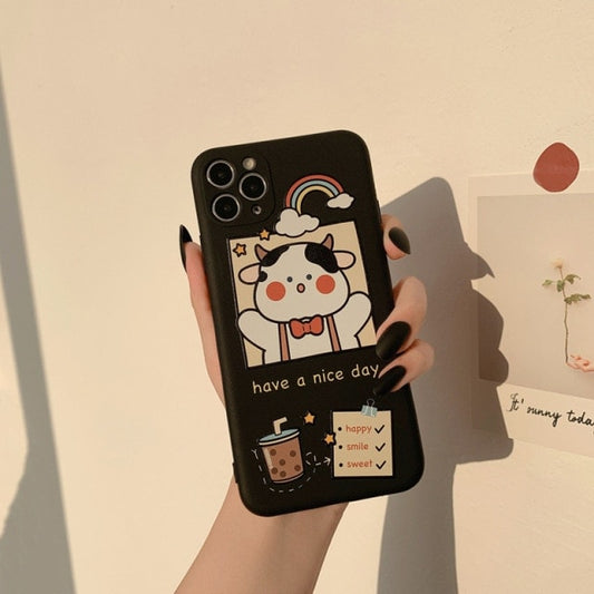 Kawaii Bubble Tea Milk Cow iPhone Case