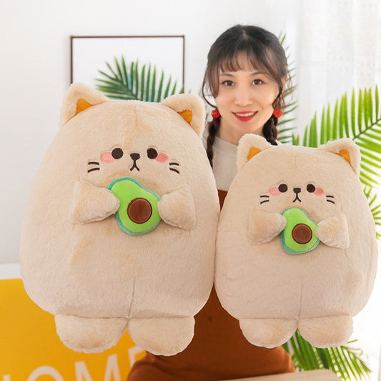 Kawaii Avocado Cat Plush Toy