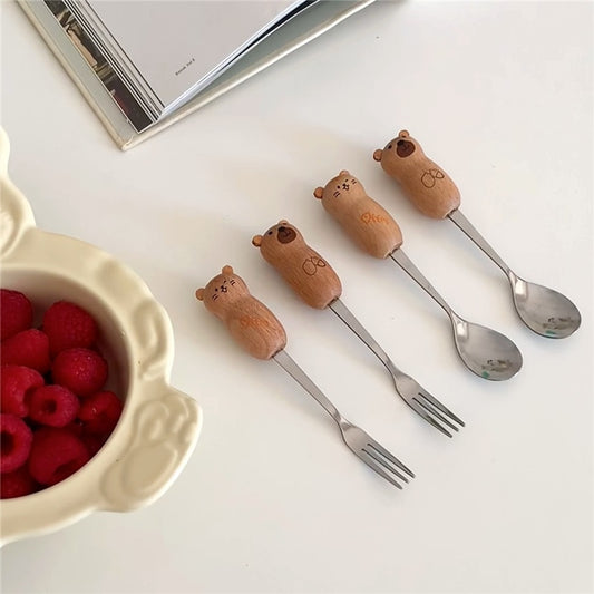 Kawaii Bear Cat Spoon Fork Cutlery Set