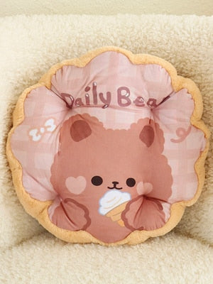 Kawaii Bear Flower Plush Cushion Pillows