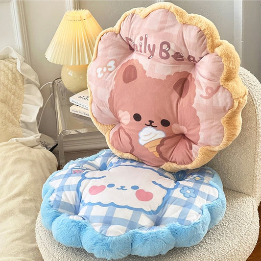 Kawaii Bear Flower Plush Cushion Pillows