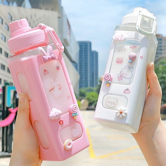 Kawaii Bear Water Bottle With Straw 700ml - 900ml