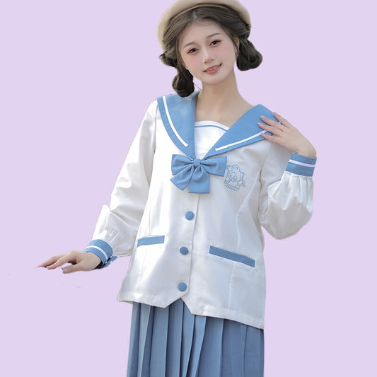 Kawaii Blue JK Sailor Uniform Skirt Suit