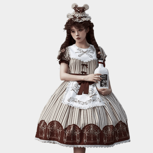 Kawaii Brown Maid Lolita Dress Set