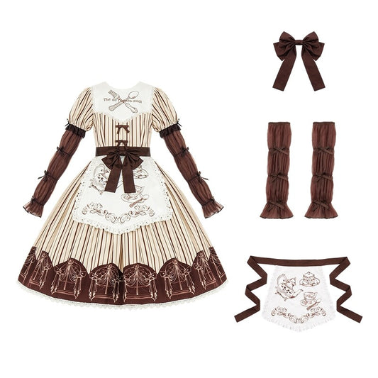 Kawaii Brown Maid Lolita Dress Set