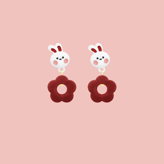 Kawaii Bunny Flower Earrings