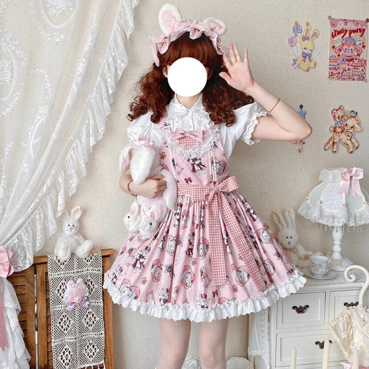 Kawaii Cartoon Kitten Print Lolita JSK Skirt