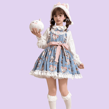 Kawaii Cartoon Kitten Print Lolita JSK Skirt