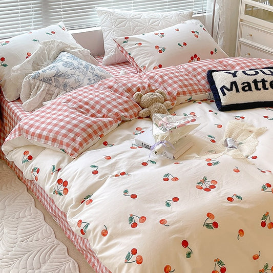 Kawaii Colorful Love Heart Print Bedding Set