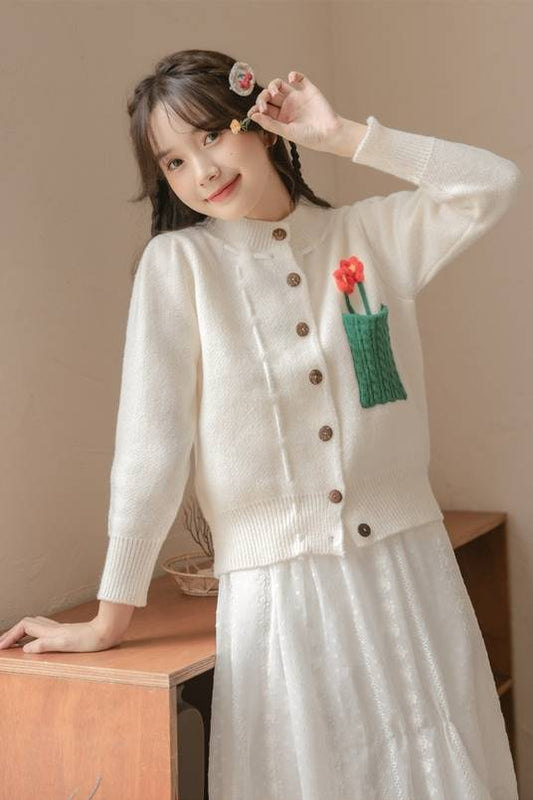 Kawaii College Style Knitted Cardigan Top