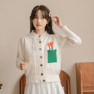 Kawaii College Style Knitted Cardigan Top