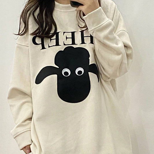 Kawaii Cute Lamb Loose Pullover Hoodie