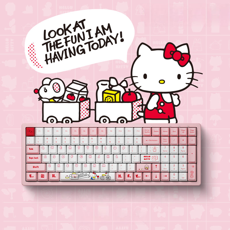 Kawaii Pink Aesthetic Hello Kitty Wired Mechanical Keyboard