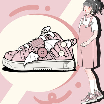 Kawaii Cute Pink Loli Style Flat Sneakers