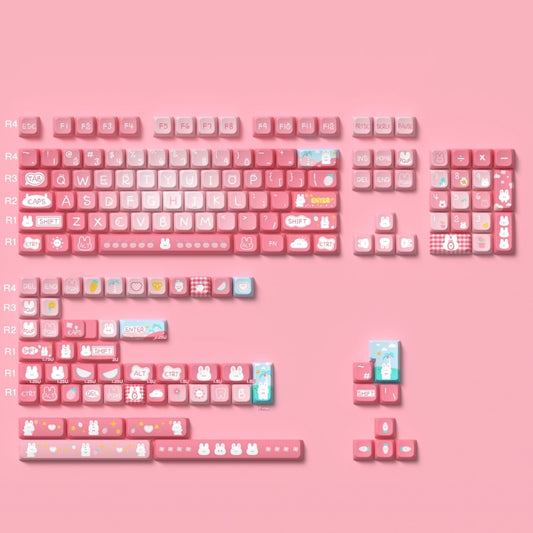 Kawaii Cute Rabbit Pink Aesthetic Keycap Set