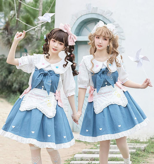 Kawaii Cute Sweet Summer Denim Lolita Dress Set