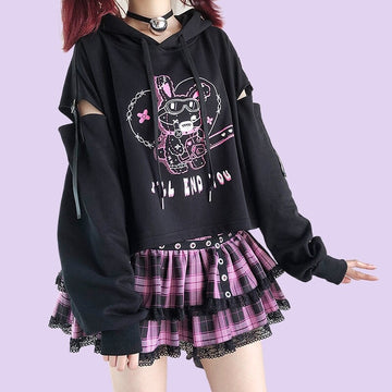 Kawaii Dark Style Black Hoodie