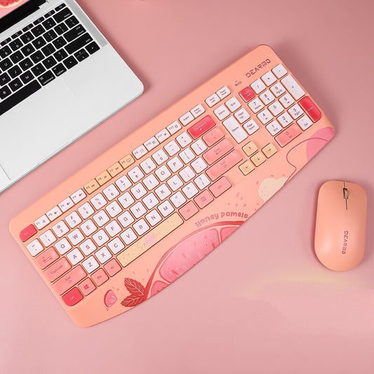 Kawaii Fruit Print Wireless Keyboard and Mouse Set