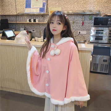 Kawaii Pink Cat Ears Cape Coat