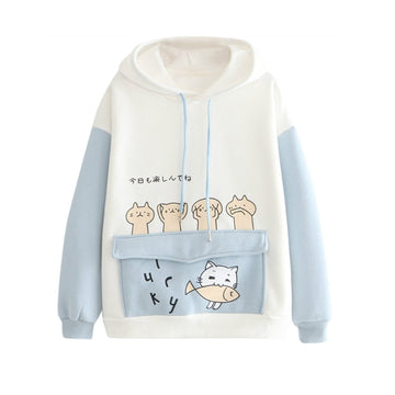 Kawaii Cartoon Cat Hoodies