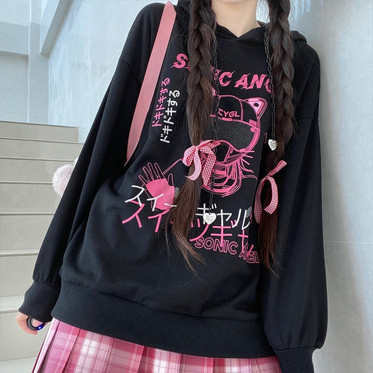 Kawaii Harajuku Cartoon Graffiti Print Hoodie