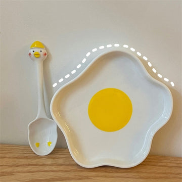 Kawaii Irregular Ceramics Egg Plate