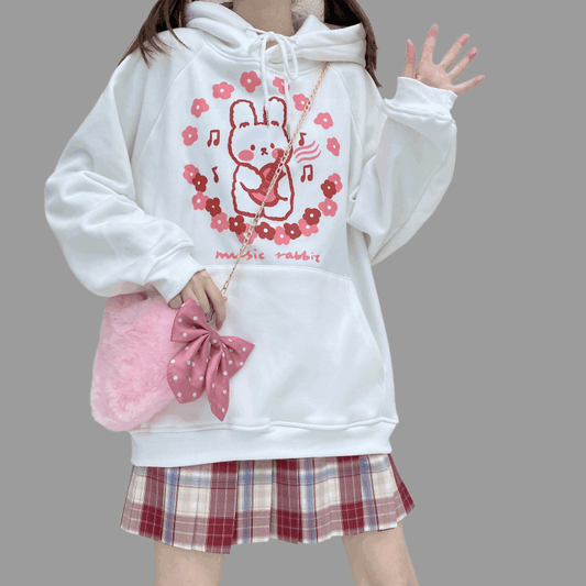 Kawaii Japanese Cartoon Rabbit Print Sweatshirt