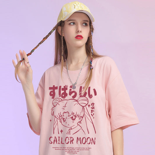 Kawaii Japanese Cartoon Sailor Moon Graffiti Print T-shirt