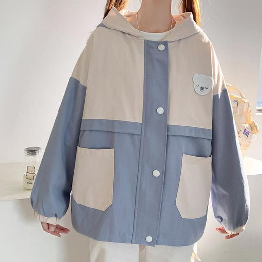 Kawaii Double Color Coat with Hooded