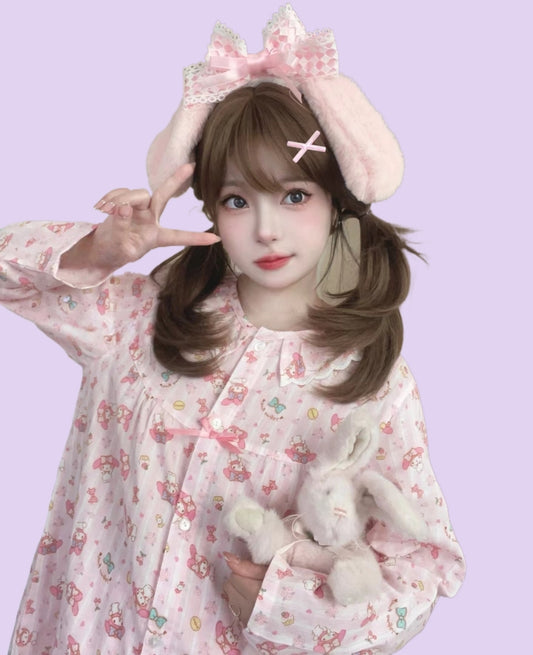 Kawaii Japanese Pink My Melody Printed Pajamas Set