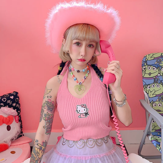 Kawaii Japanese Y2K Style Hello Kitty Printed Vest