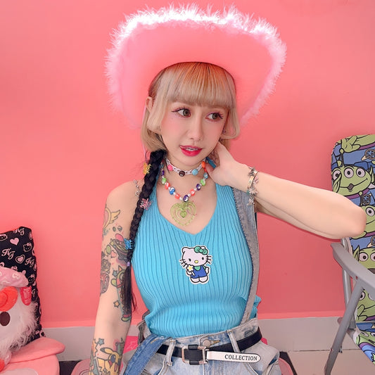 Kawaii Japanese Y2K Style Hello Kitty Printed Vest