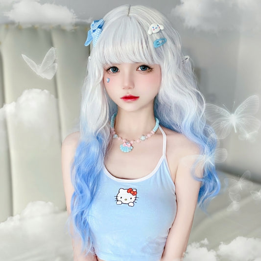 Kawaii Lolita Blue Gradient Long Curly Wig