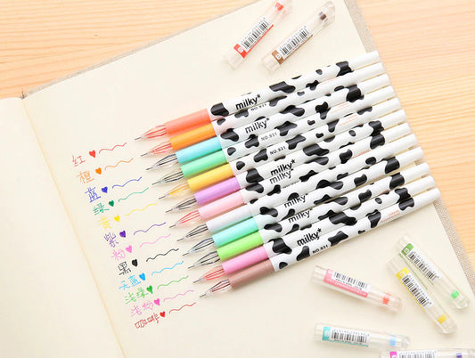 Kawaii Milky Cow 12 Color Diamond Pen