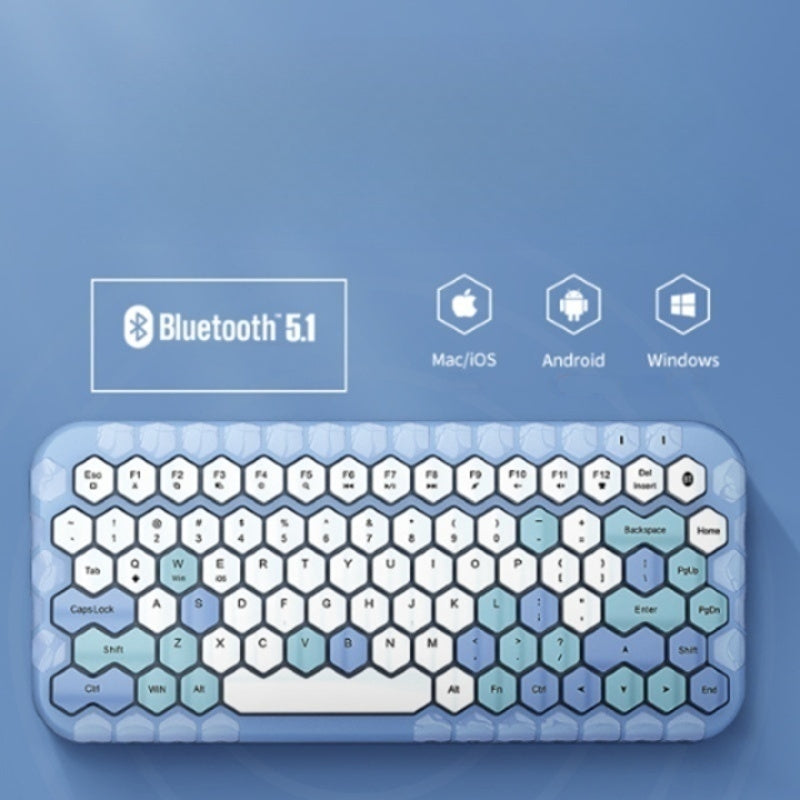 Kawaii Morandi Color Honeycomb Design Wireless Bluetooth Keyboard