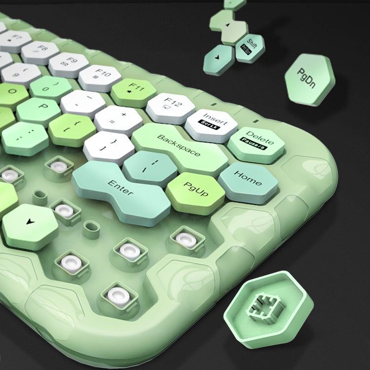 Single Color Keyboard Kawaii Morandi Color Honeycomb Design Wireless Bluetooth Keyboard