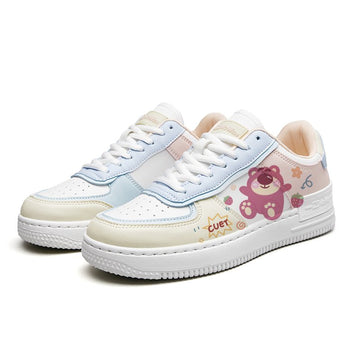 Kawaii Pink Bear All-Match Low Top Sneakers