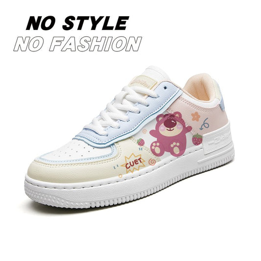 Kawaii Pink Bear All-Match Low Top Sneakers