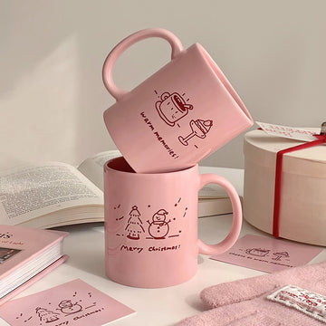 Kawaii Pink Christmas Coffee Mug