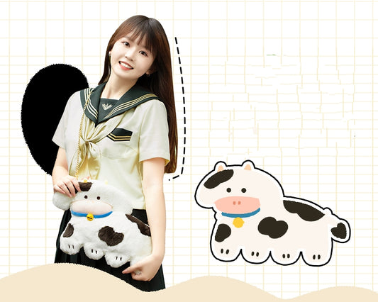 Kawaii Plush Cow Crossbody Bag