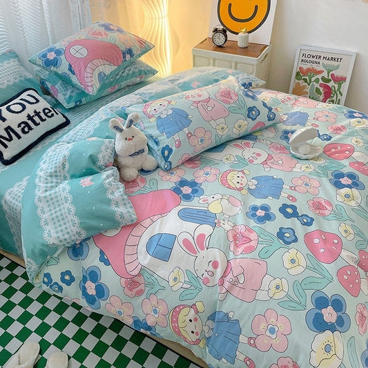 Kawaii Rainbow Space Bedding Set