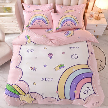 Kawaii Rainbow Space Bedding Set