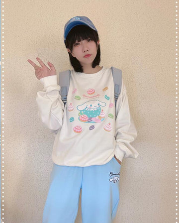 Kawaii Sanrio Authorized Cinnamoroll Prints Pullover Sweatshirt