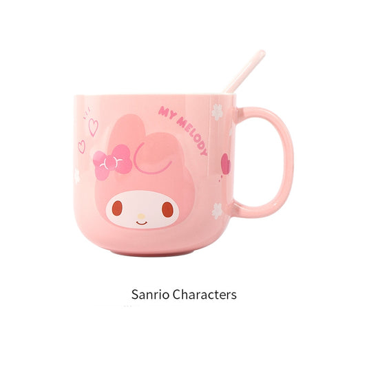 Kawaii Sanrio Character Embossed Ceramic Mug With Spoon